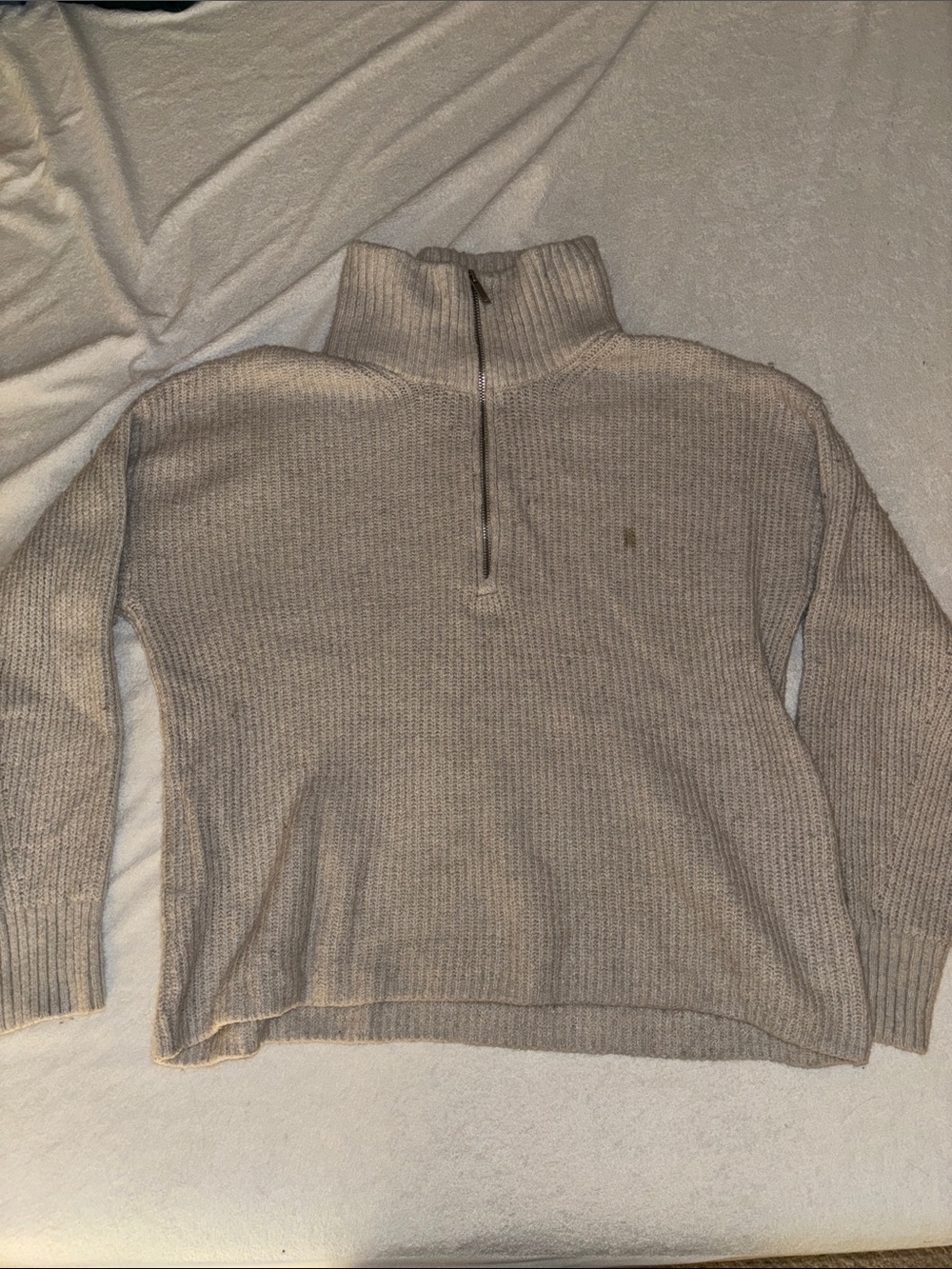 Old Navy Cream Ribbed Half-Zip Turtleneck Sweater